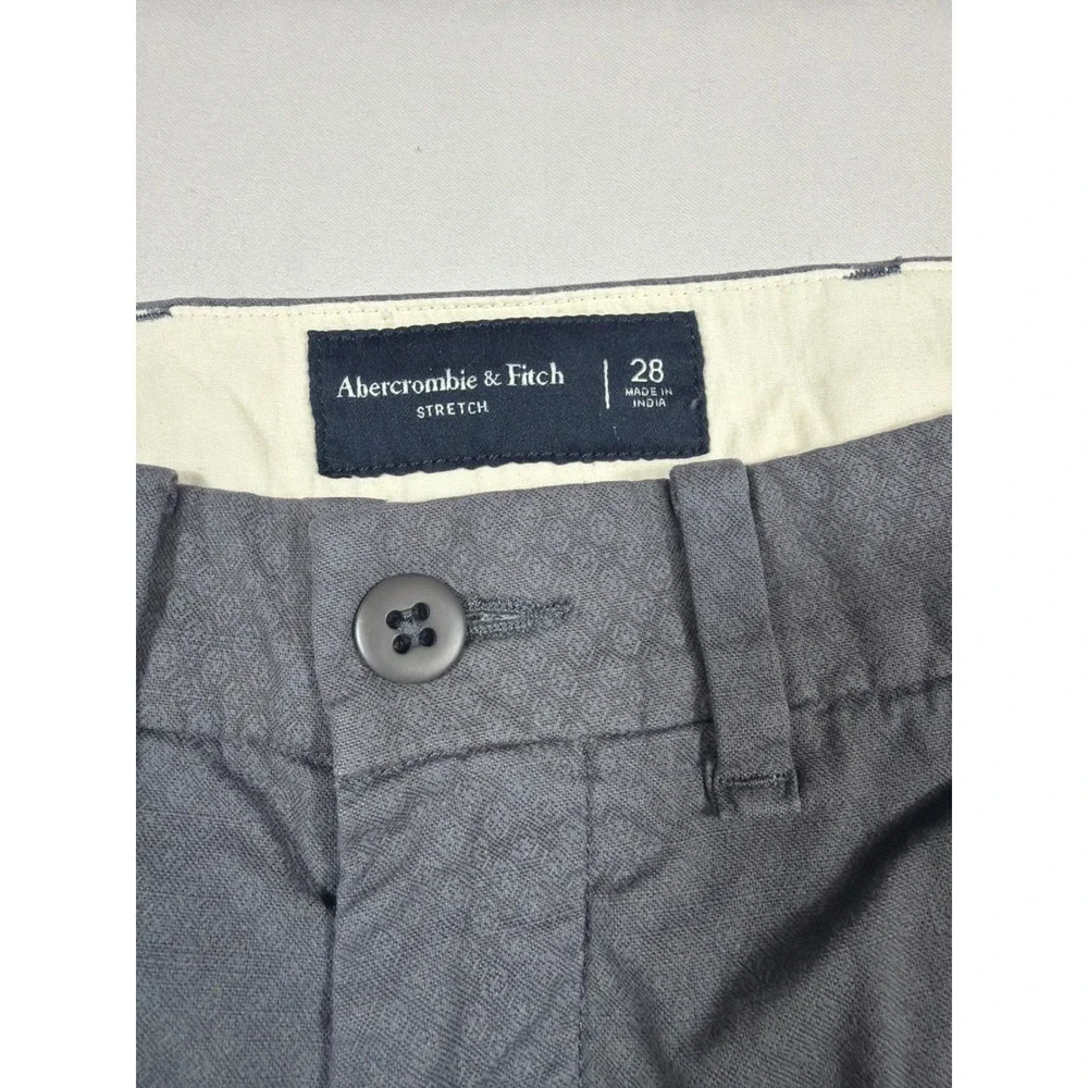 Abercrombie & Fitch Mens Gray Geometric Micro Print Stretch Shorts Size 28